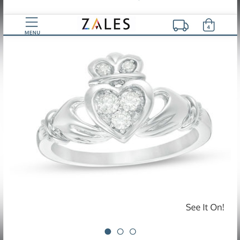 ZALE’S 1/5 CT. T.W. Diamond Claddagh Promise Ring in 10K White Gold Size 9